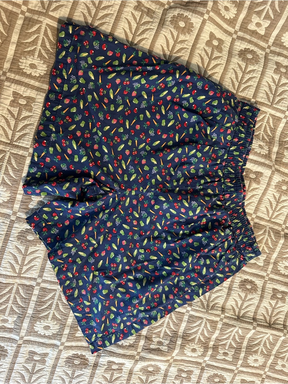 Vintage fruit and vegetable cotton boxer style shorts